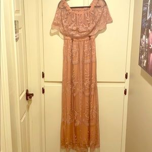 Coral Maternity Lace Dress